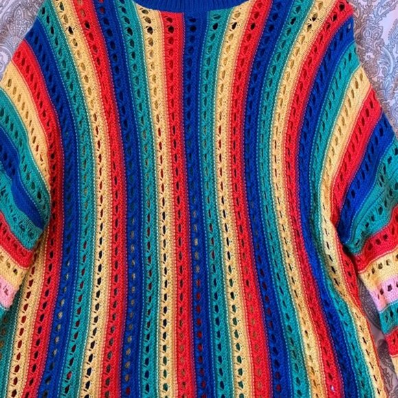 Multi colour rainbow knit / crotchet ASOS jumper - Picture 2 of 4